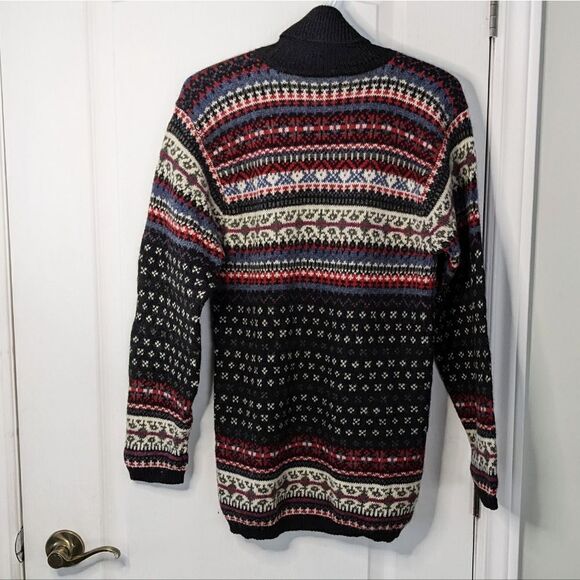 VINTAGE fairisle Icelandic cabin core long wool turtle neck sweater Small @M - Picture 9 of 11